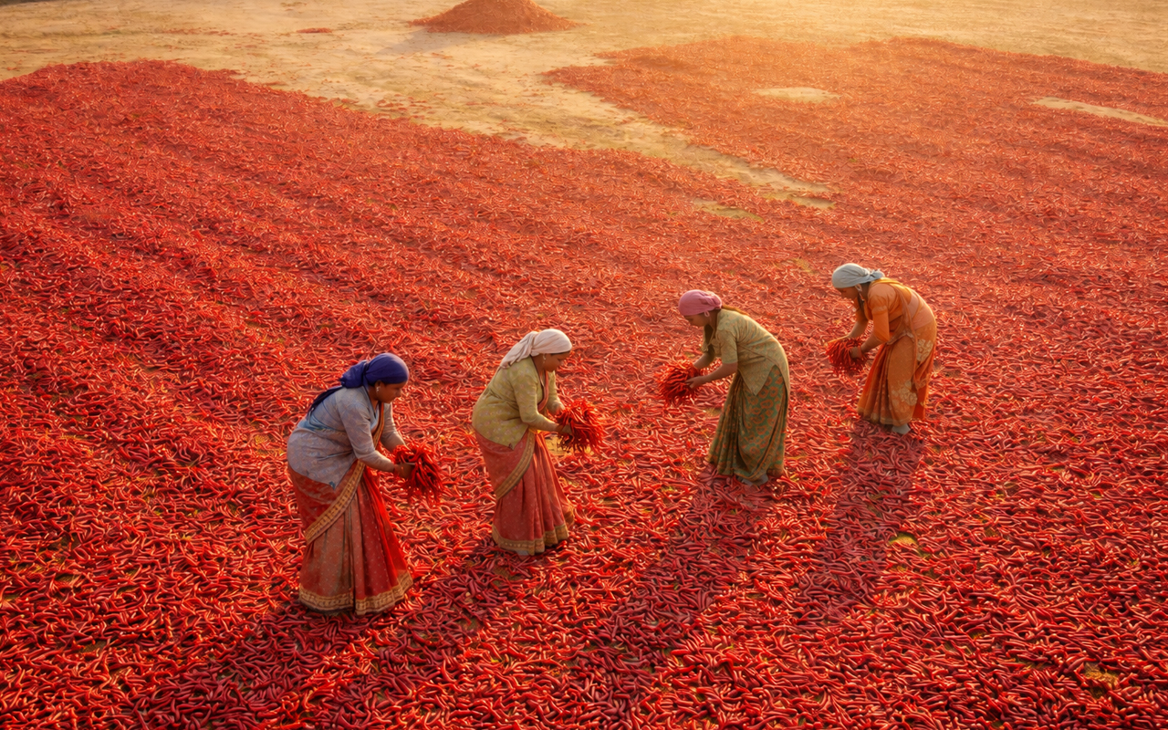 Hygienic Sun-Drying Yard for Chillies in Guntur